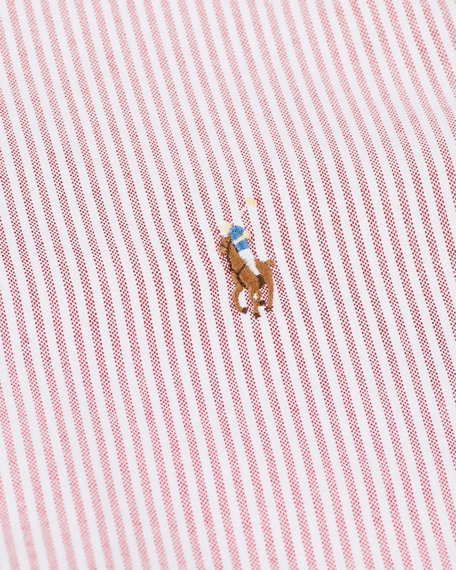 Herre | Skjorter | Polo Ralph Lauren | Slim Fit Striped Oxford Shirt Burgundy/White