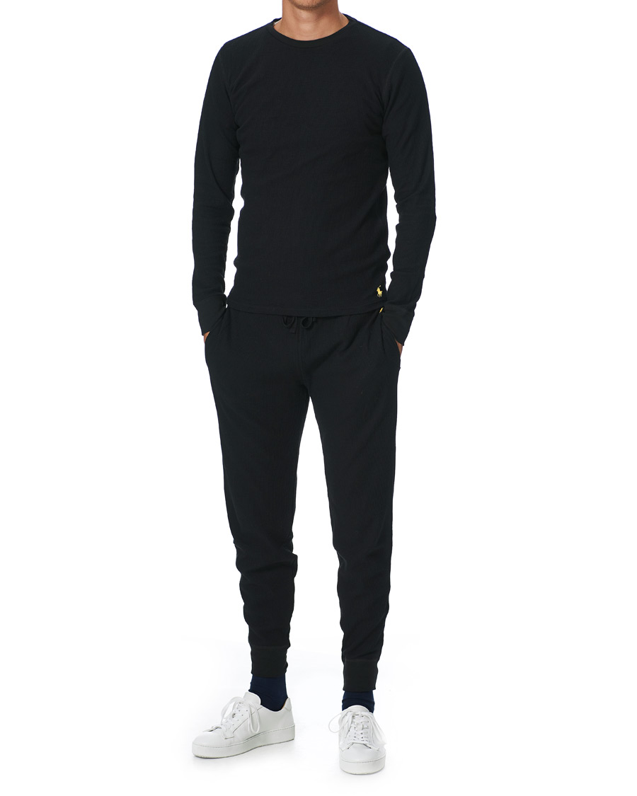 Herre | T-Shirts | Polo Ralph Lauren | Waffle Long Sleeve Crew Neck Black