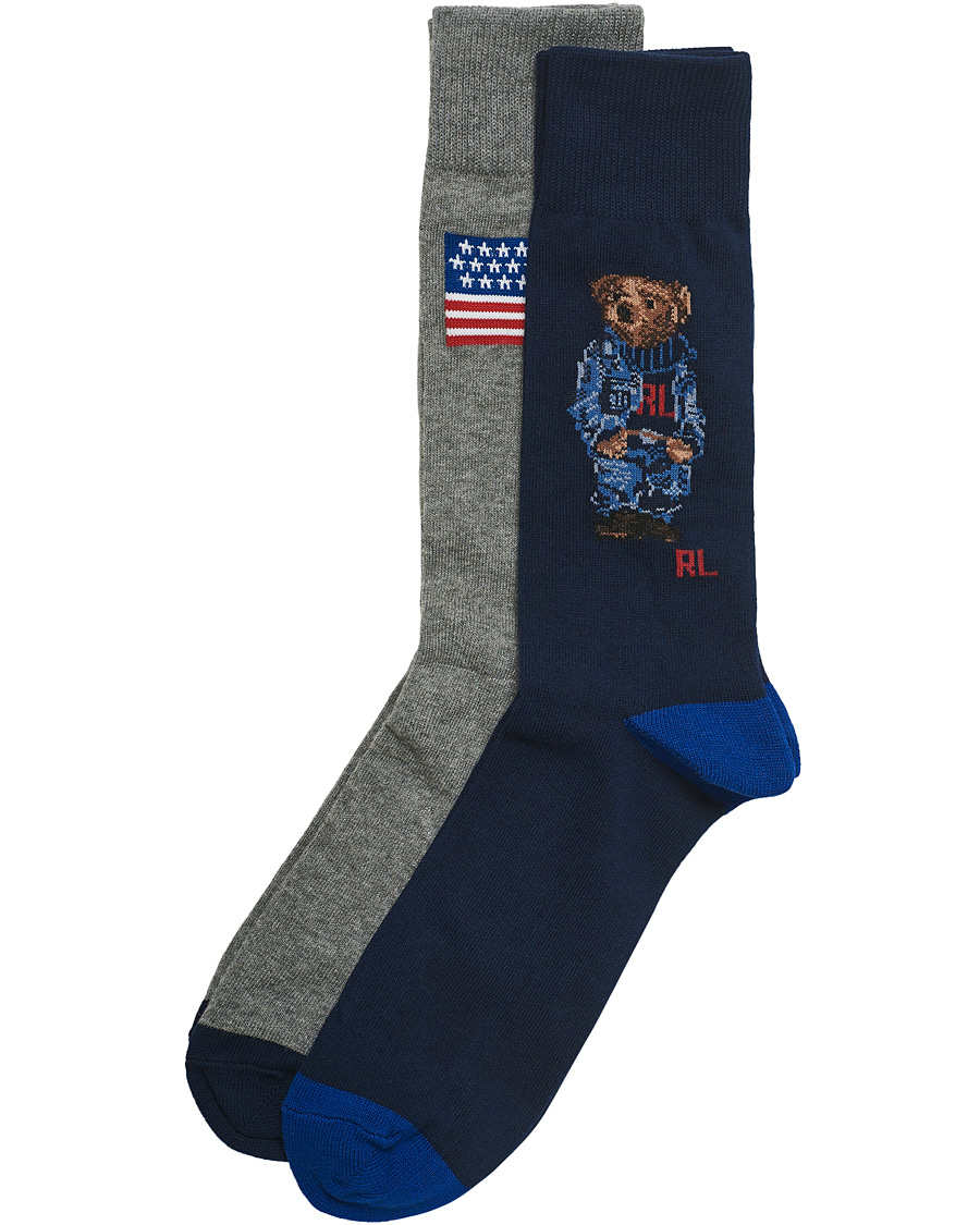 Herre | Undertøy | Polo Ralph Lauren | 2-Pack Bear Stripe Socks RL Bear/US Flag