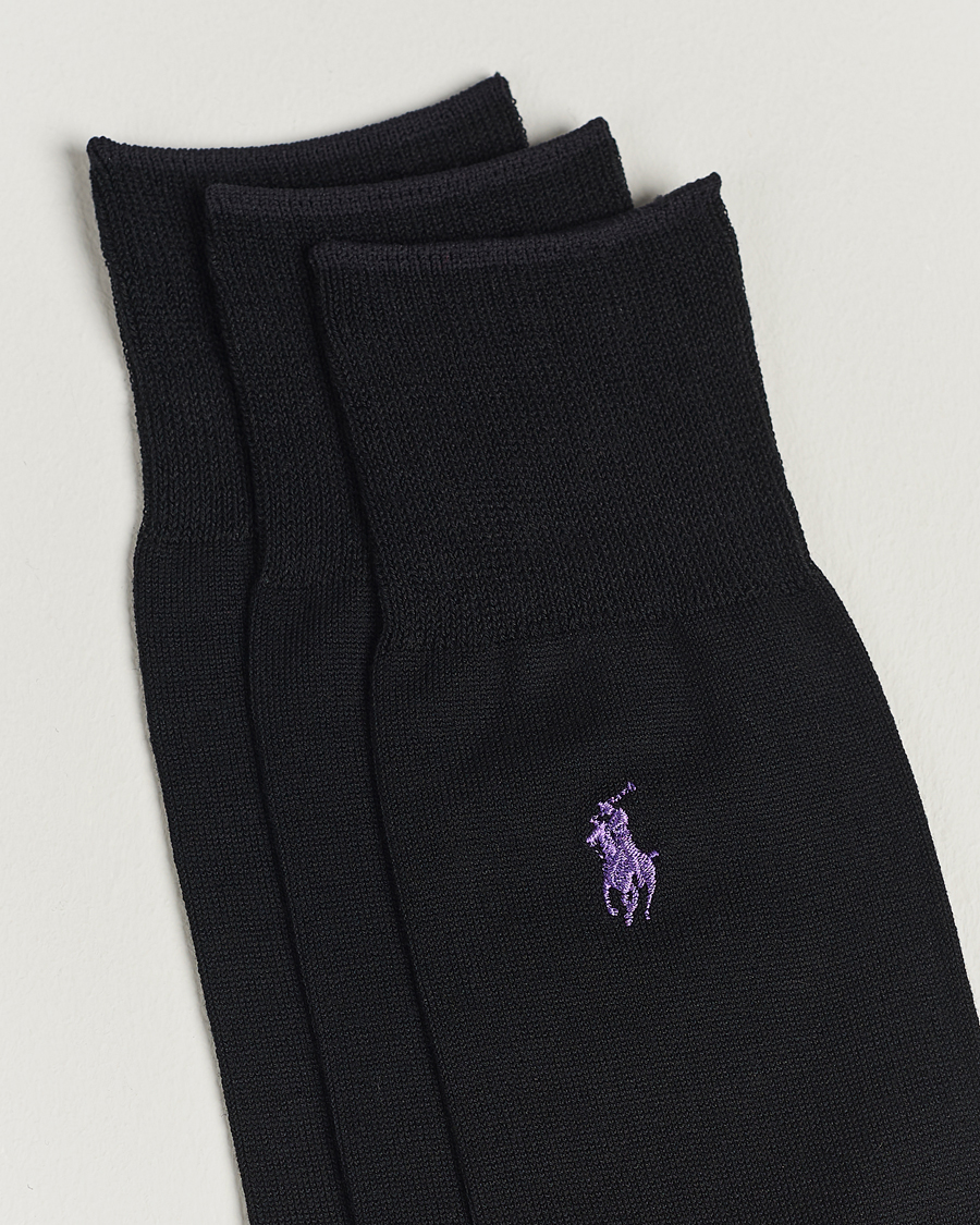 Herre | Sokker | Polo Ralph Lauren | 3-Pack Mercerized Cotton Socks Black