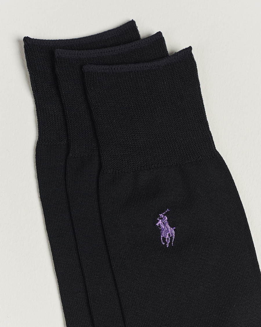 Herre | Wardrobe basics | Polo Ralph Lauren | 3-Pack Mercerized Cotton Socks Black