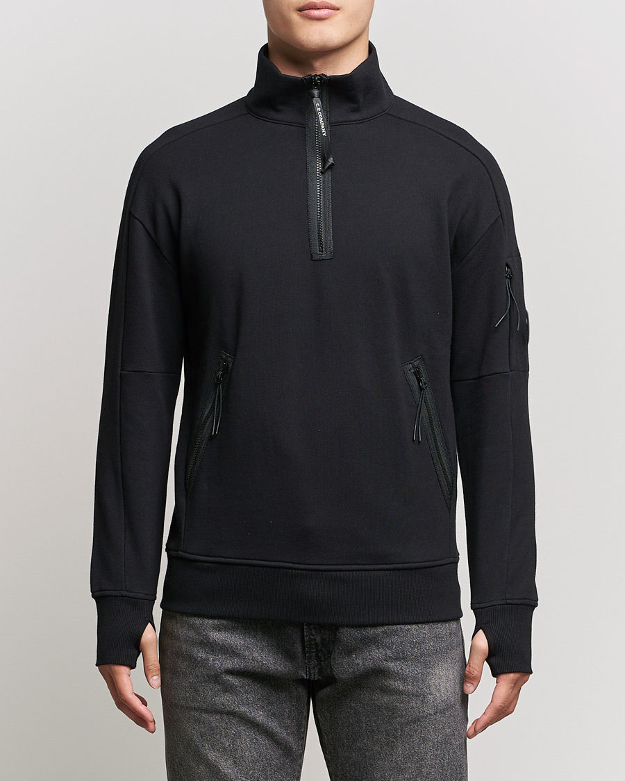 Herre |  | C.P. Company | Diagonal Raised Fleece Half Zip Lens Sweatshirt Black