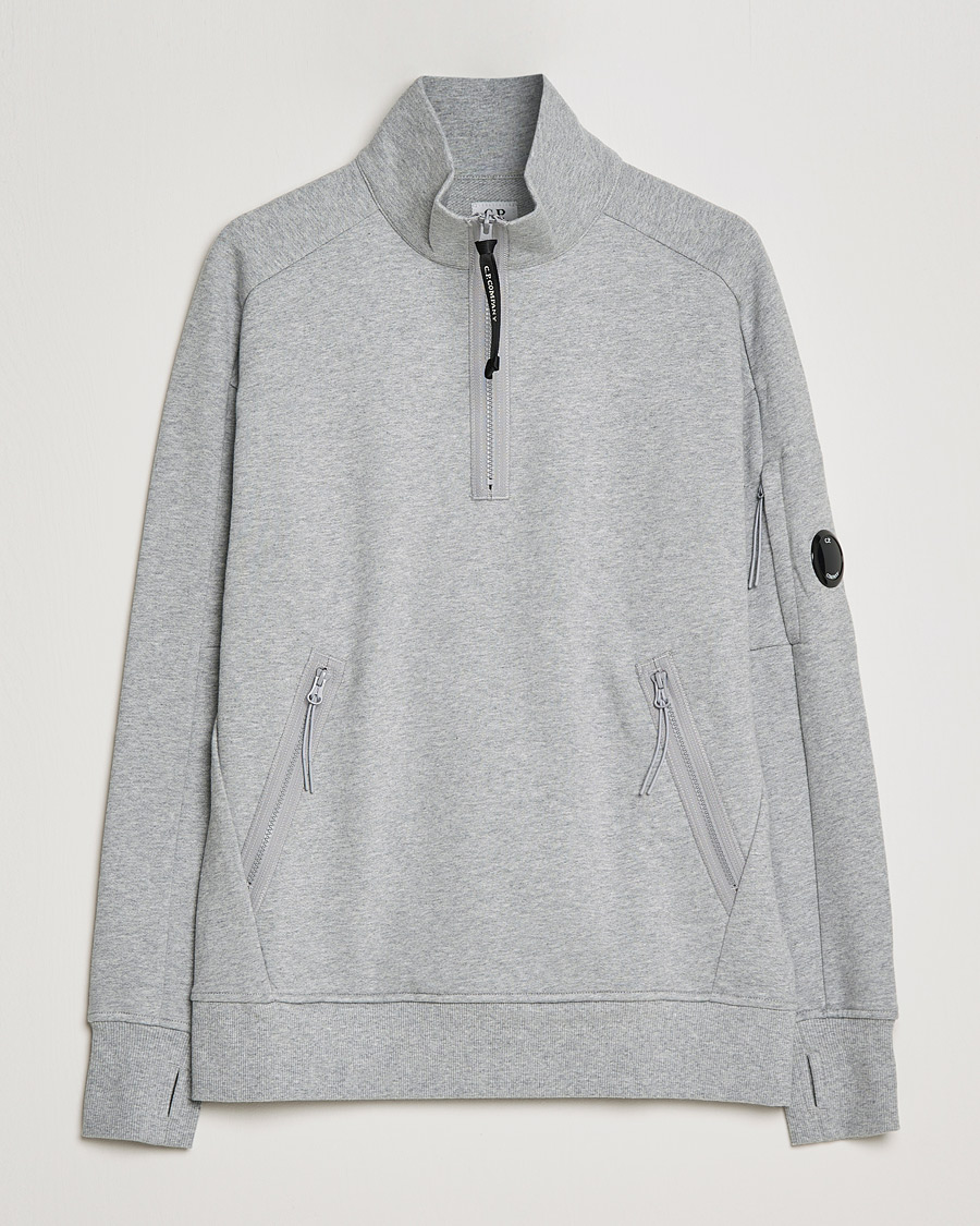 Herre | Gensere | C.P. Company | Diagonal Raised Fleece Half Zip Lens Sweatshirt Grey Mel