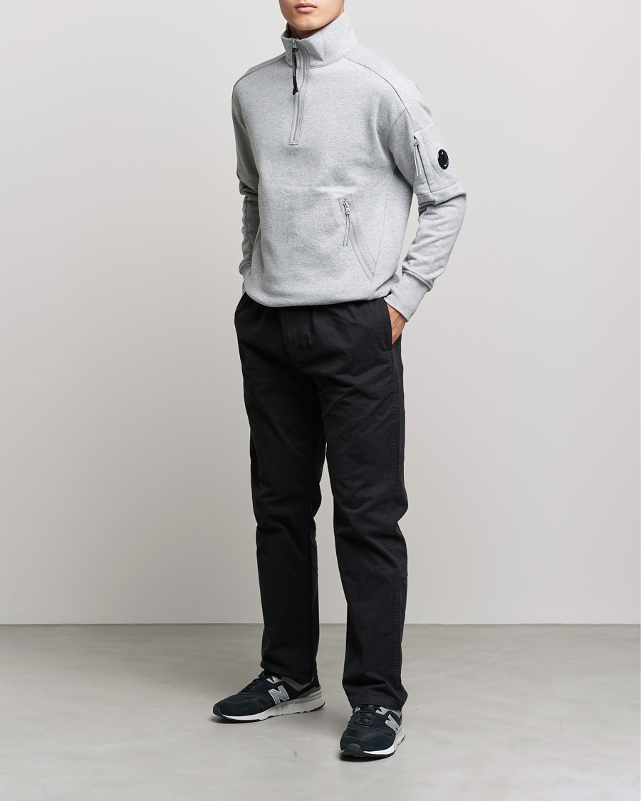 Herre | Hettegensere | C.P. Company | Diagonal Raised Fleece Half Zip Lens Sweatshirt Grey Mel
