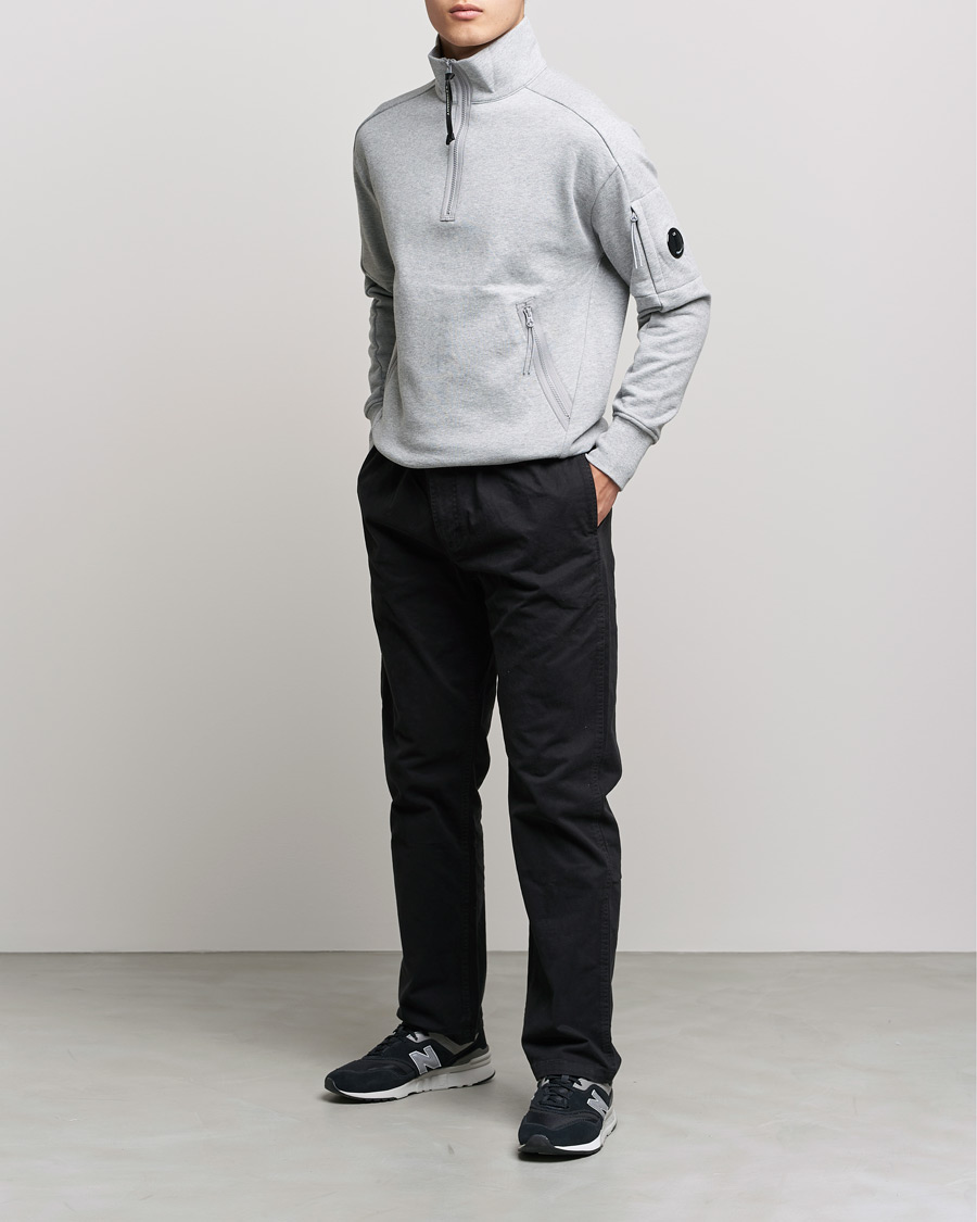 Herre | Gensere | C.P. Company | Diagonal Raised Fleece Half Zip Lens Sweatshirt Grey Mel