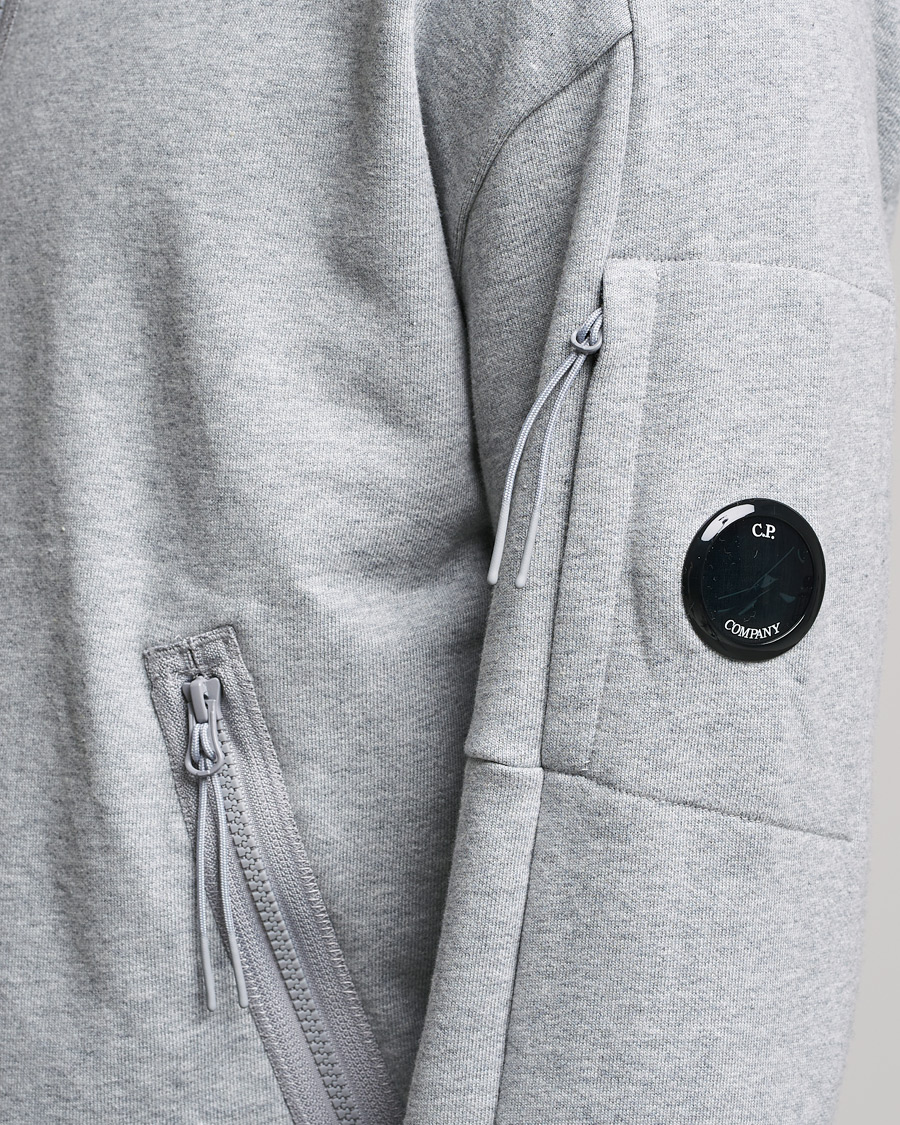 Herre | Gensere | C.P. Company | Diagonal Raised Fleece Half Zip Lens Sweatshirt Grey Mel