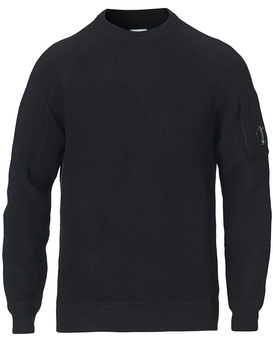 Herre | Gensere | C.P. Company | Double Knit Lambswool Lens Crew Neck Black