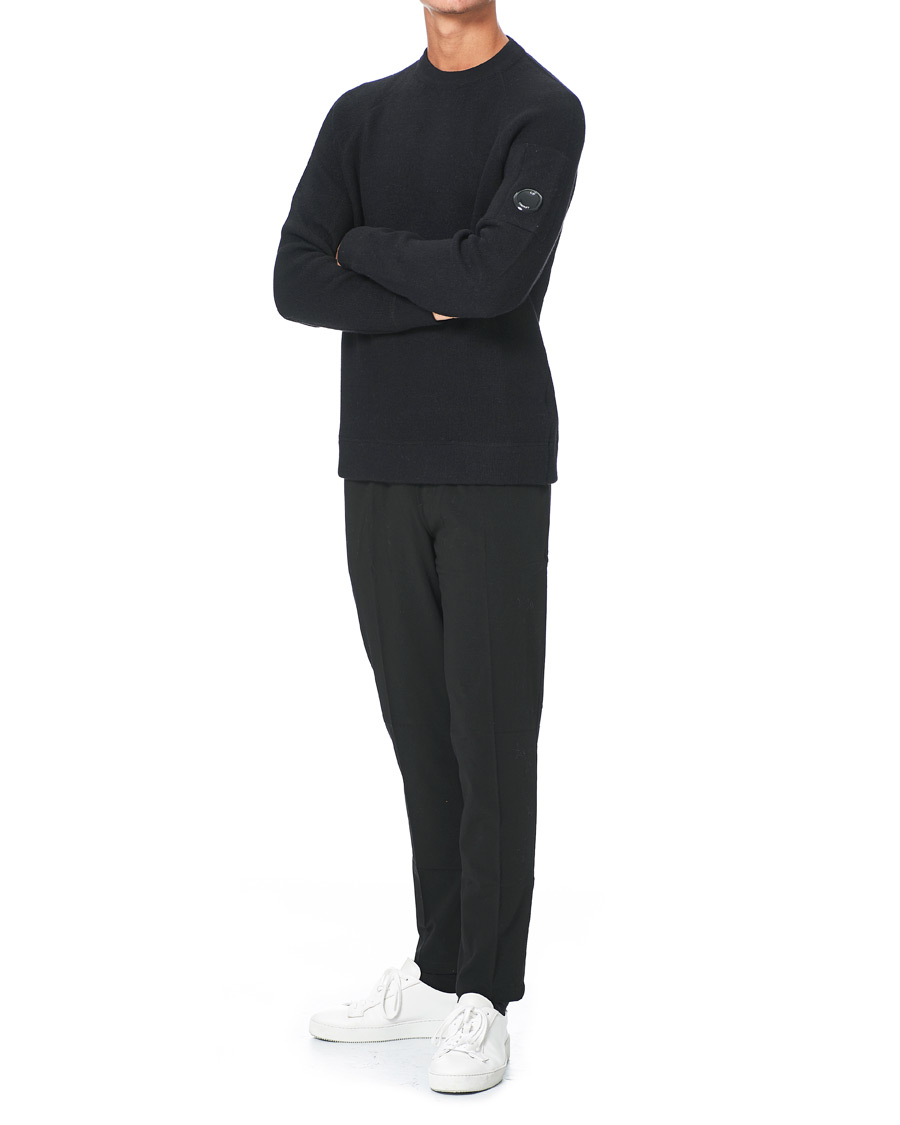 Herre | Gensere | C.P. Company | Double Knit Lambswool Lens Crew Neck Black