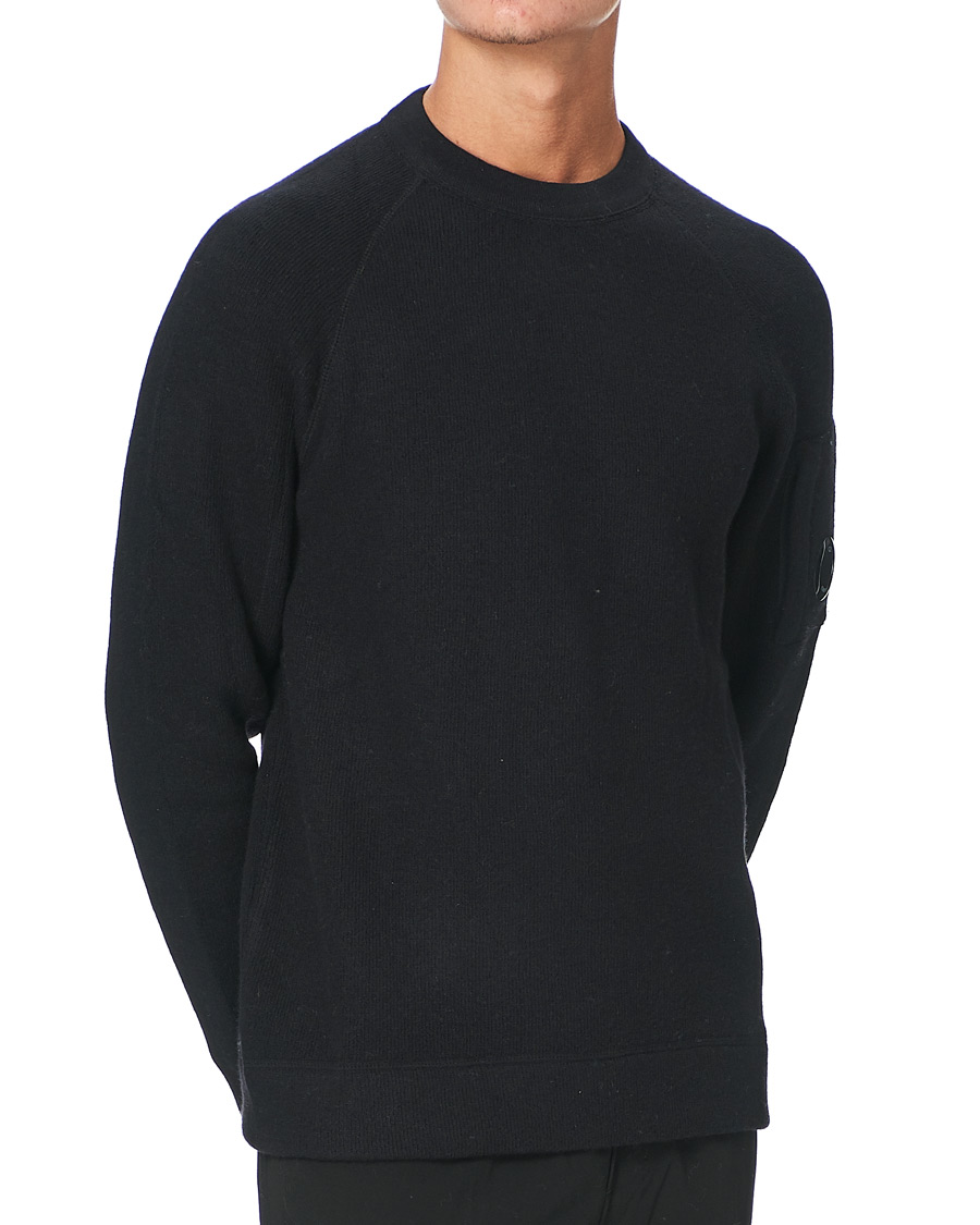 Herre | Gensere | C.P. Company | Double Knit Lambswool Lens Crew Neck Black
