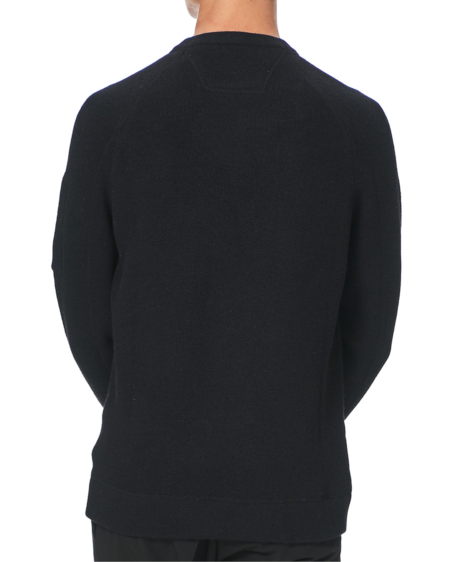 Herre | Gensere | C.P. Company | Double Knit Lambswool Lens Crew Neck Black