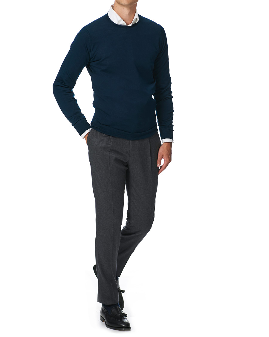Herre | Gensere | John Smedley | Lundy Extra Fine Merino Crew Neck Orion Green