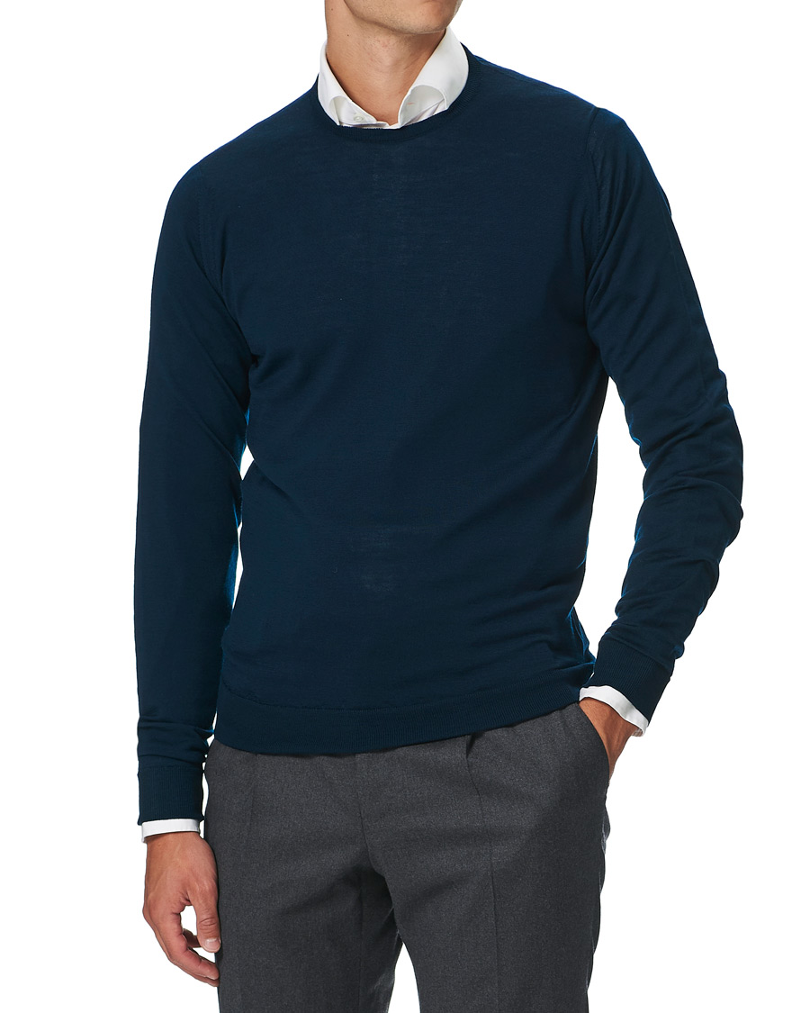 Herre | Gensere | John Smedley | Lundy Extra Fine Merino Crew Neck Orion Green