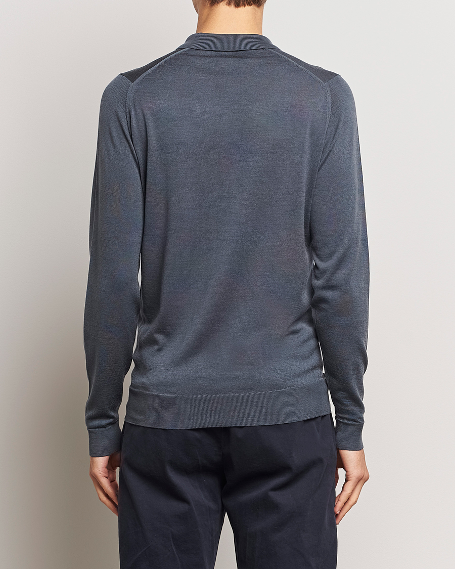 Herre | Gensere | John Smedley | Belper Extra Fine Merino Polo Pullover Slate Grey