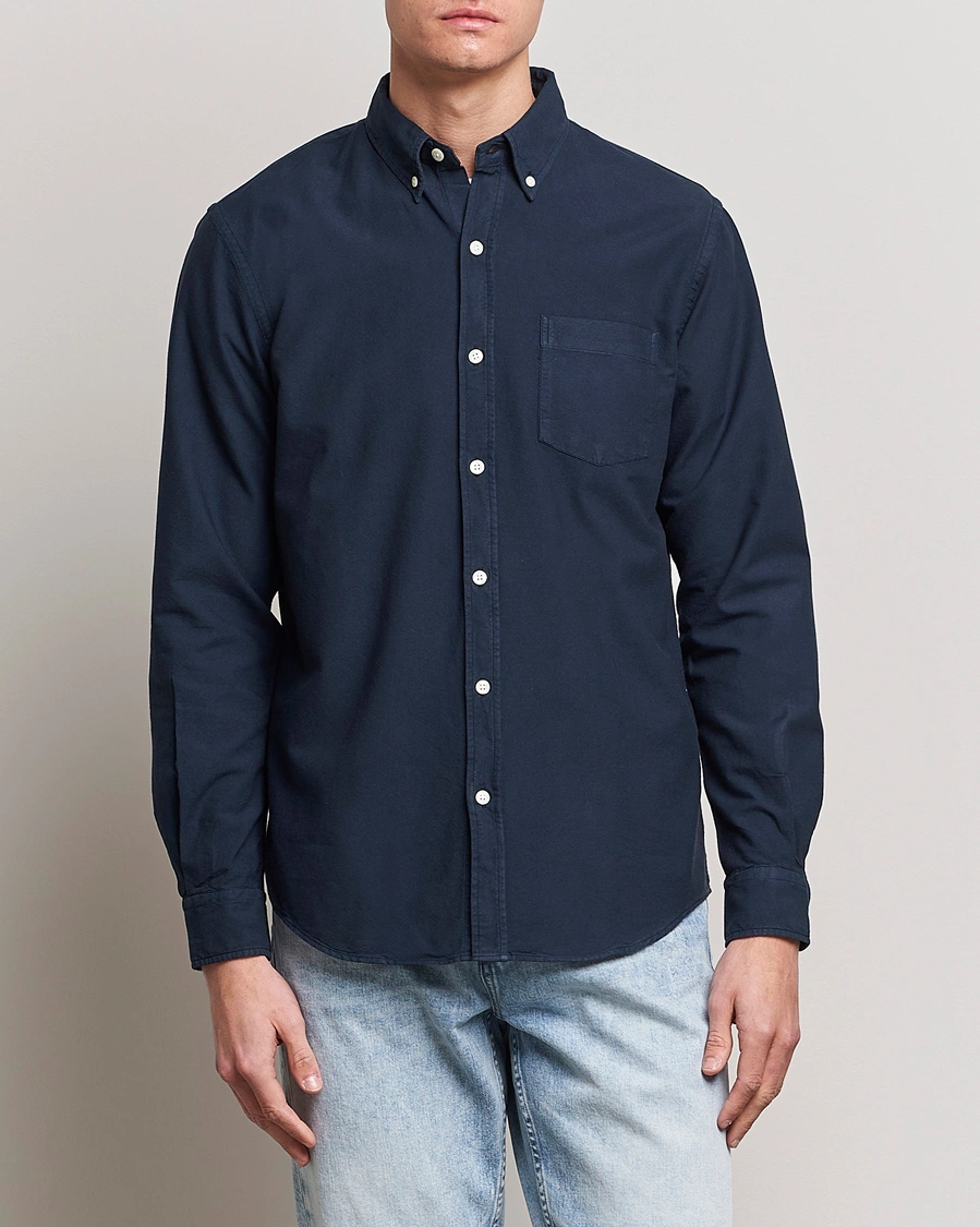 Herre | Skjorter | Colorful Standard | Classic Organic Oxford Button Down Shirt Navy Blue