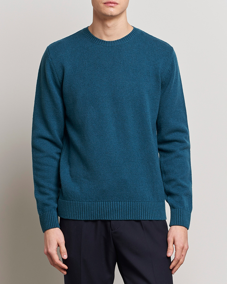 Herre | Strikkede gensere | Colorful Standard | Classic Merino Wool Crew Neck Ocean Green