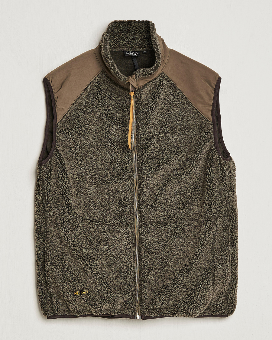 Herre | Jakker | orSlow | Boa Fleece Vest Army Green
