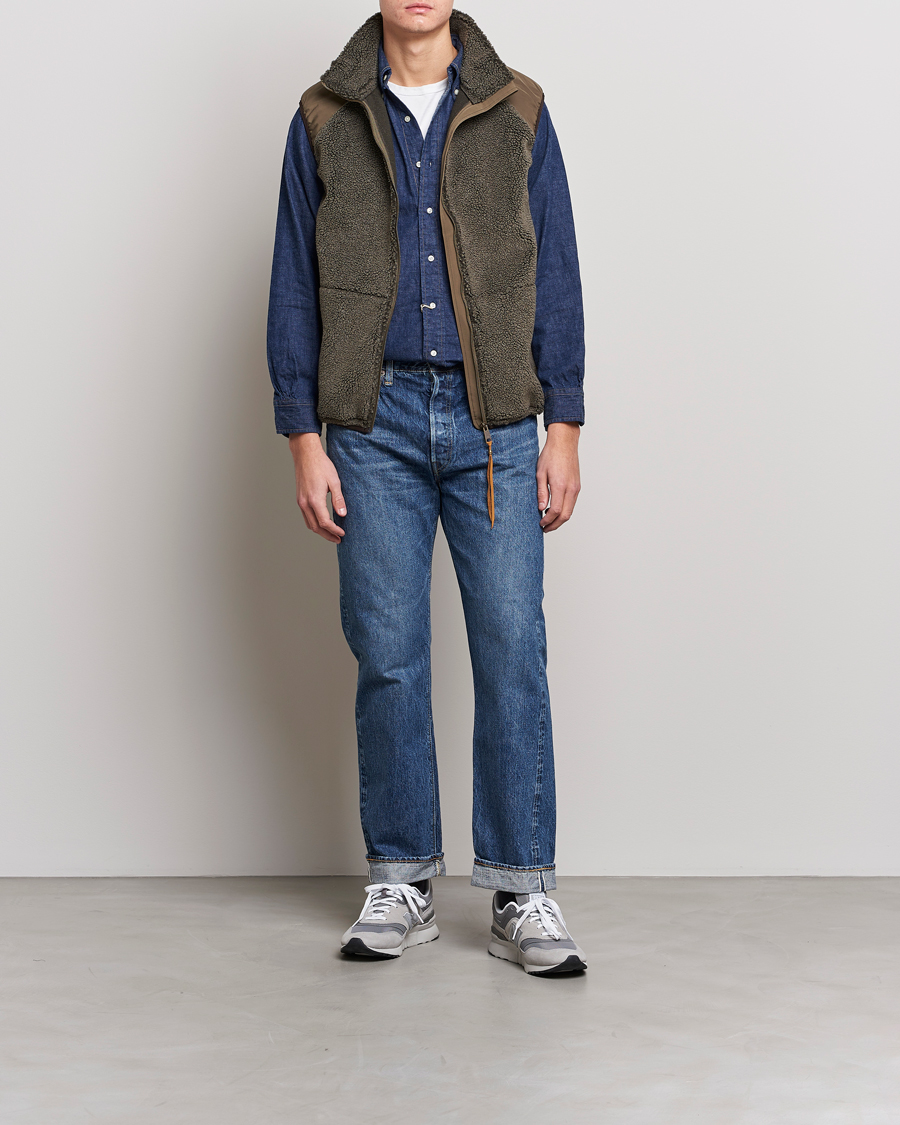 Herre | Jakker | orSlow | Boa Fleece Vest Army Green