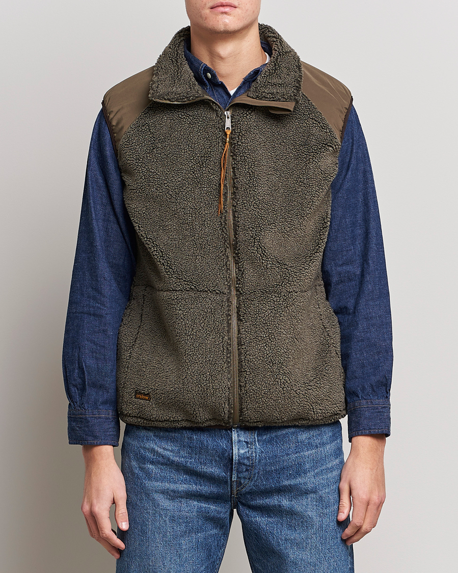 Herre | Jakker | orSlow | Boa Fleece Vest Army Green