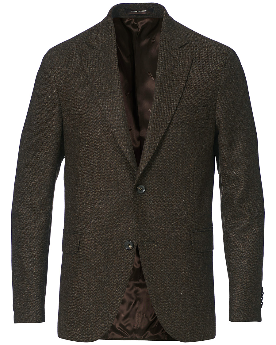 Herre | Dressjakker | Oscar Jacobson | Fogerty Moon Herringbone Tweed Blazer Brown