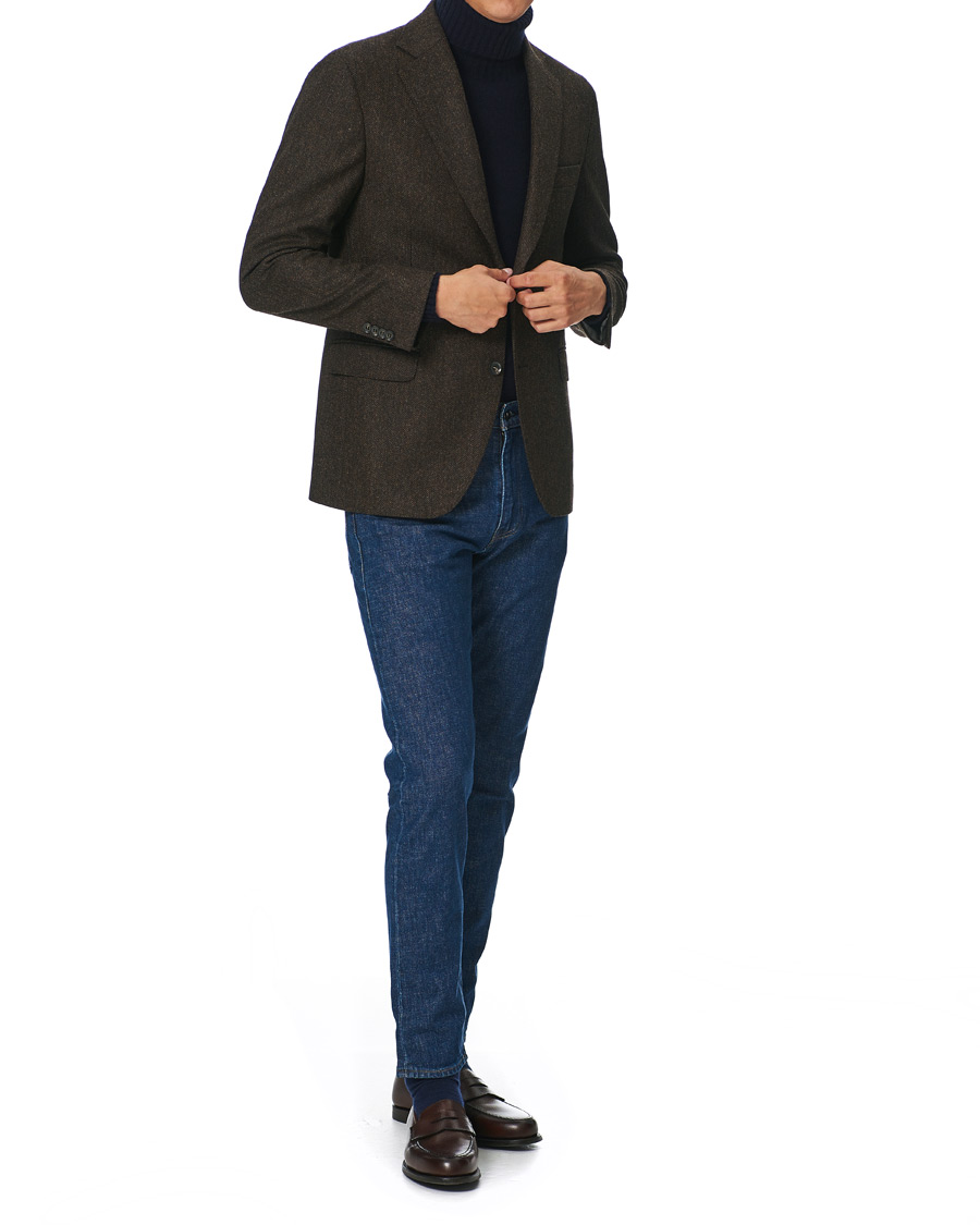 Herre | Dressjakker | Oscar Jacobson | Fogerty Moon Herringbone Tweed Blazer Brown
