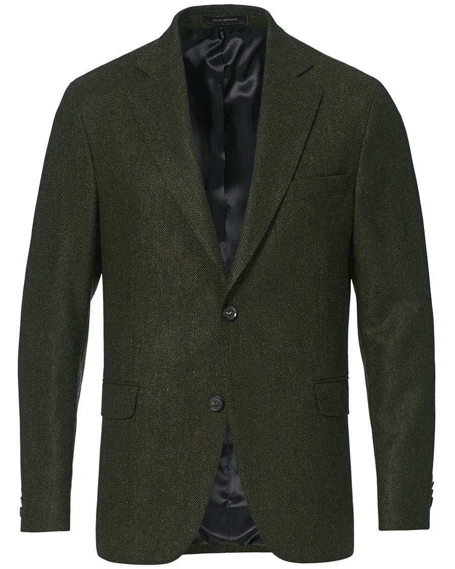 Herre | Dressjakker | Oscar Jacobson | Fogerty Moon Herringbone Tweed Blazer Green