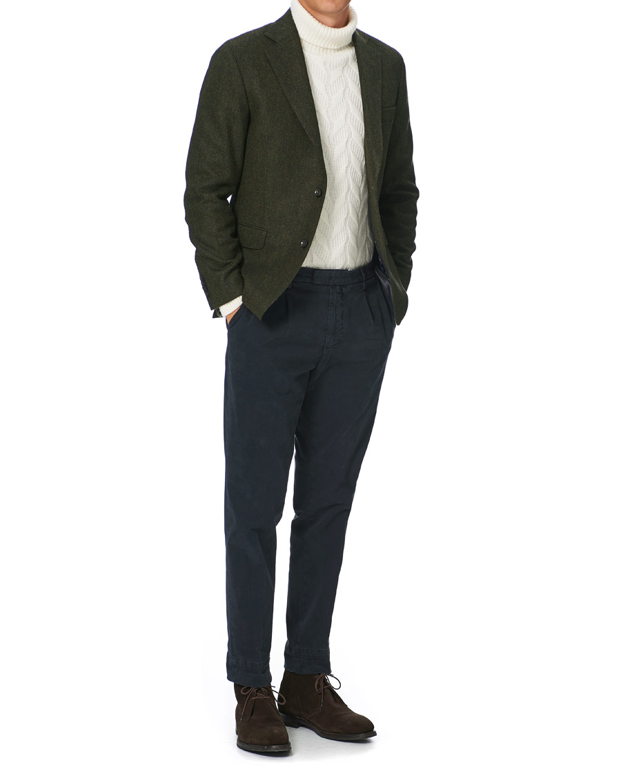 Herre | Dressjakker | Oscar Jacobson | Fogerty Moon Herringbone Tweed Blazer Green