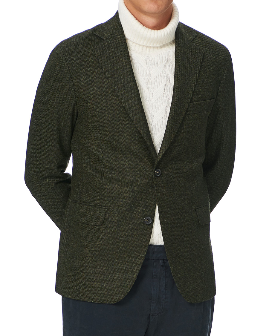 Herre | Dressjakker | Oscar Jacobson | Fogerty Moon Herringbone Tweed Blazer Green