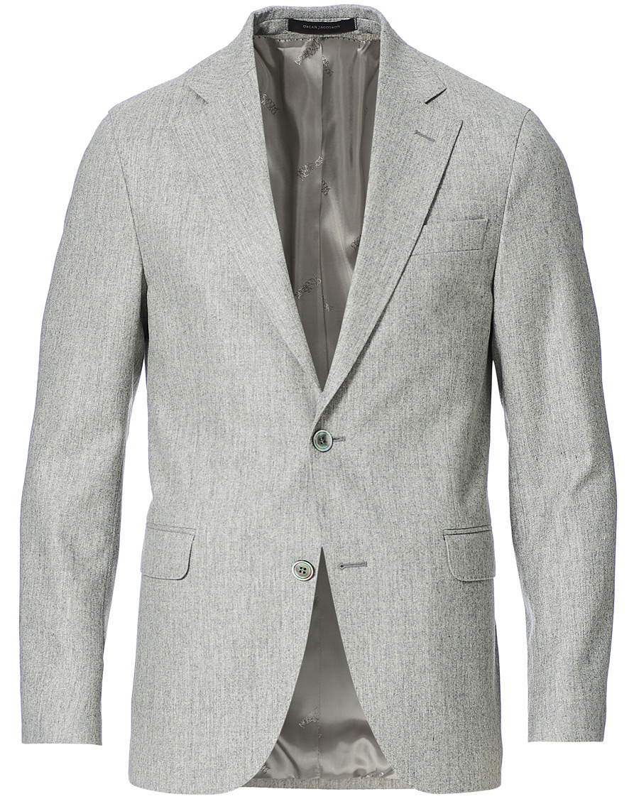 Herre | Dressjakker | Oscar Jacobson | Ego Wool Flannel Blazer Light Grey