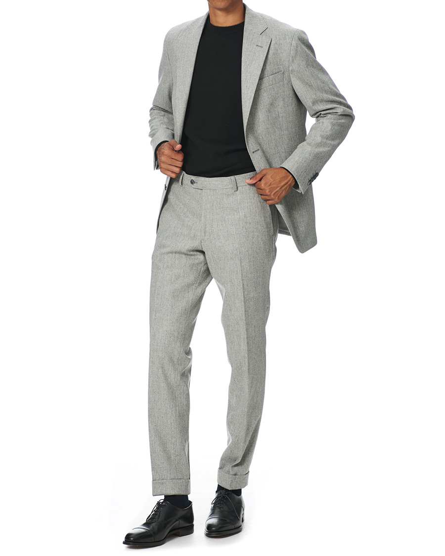Herre | Dressjakker | Oscar Jacobson | Ego Wool Flannel Blazer Light Grey