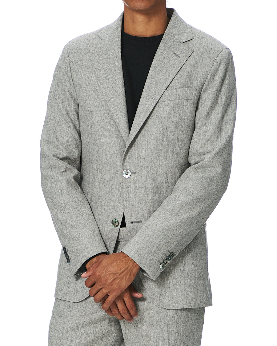 Herre | Ullblazer | Oscar Jacobson | Ego Wool Flannel Blazer Light Grey