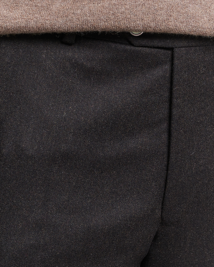 Herre | Bukser | Oscar Jacobson | Denz Turn Up Flannel Trousers Brown