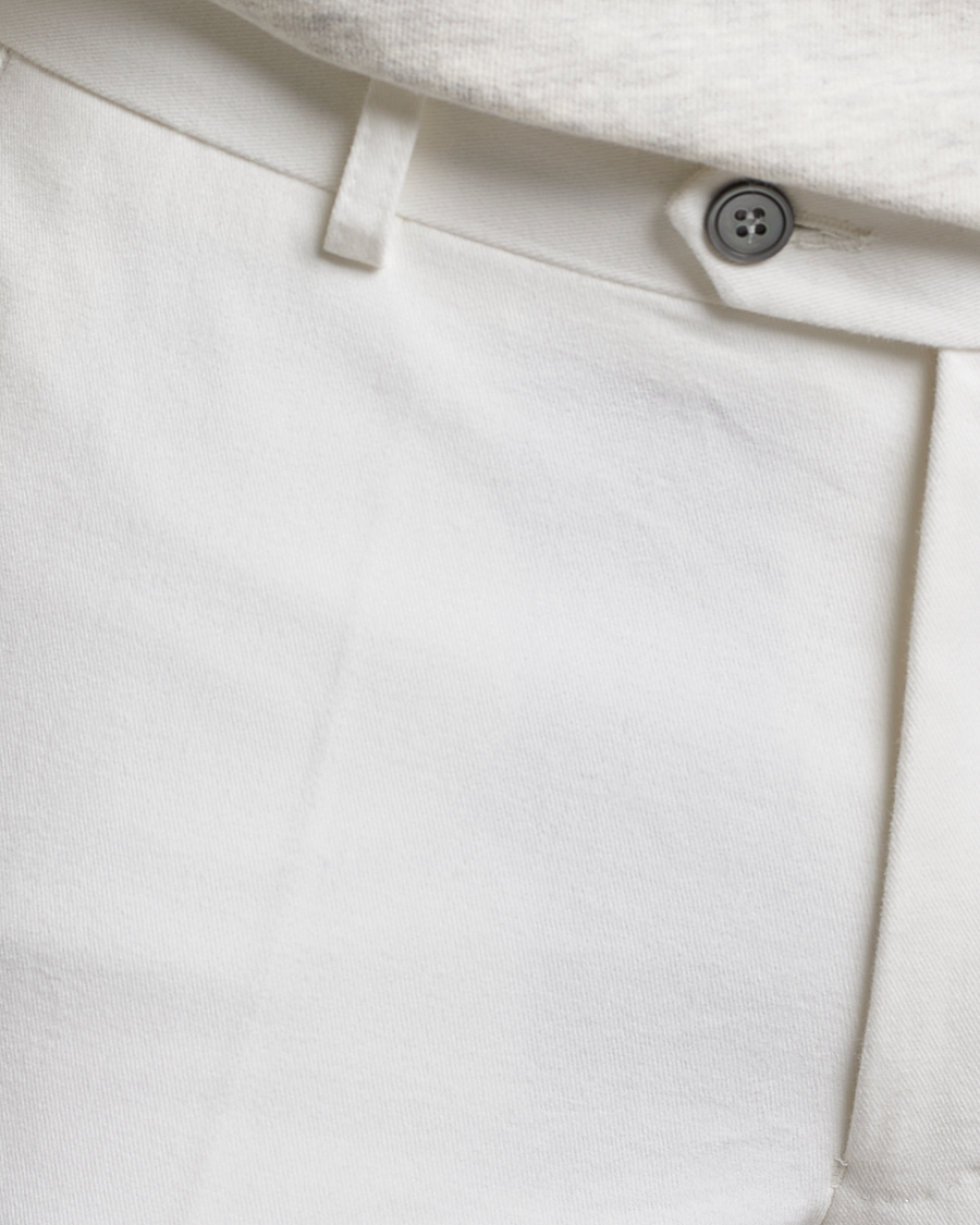 Herre | Bukser | Oscar Jacobson | Denz Brushed Cotton Turn Up Trousers Off White