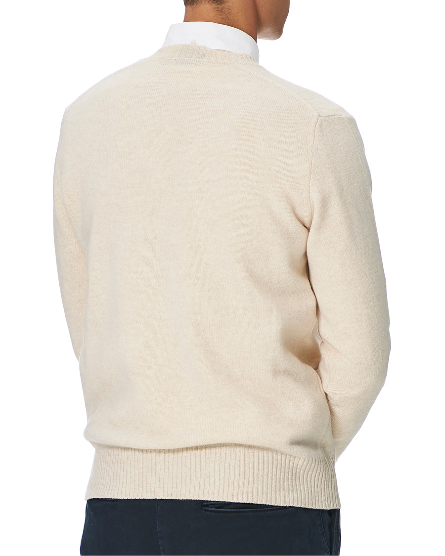 Herre | Gensere | Oscar Jacobson | Lionel Heavy Wool V-Neck Creme