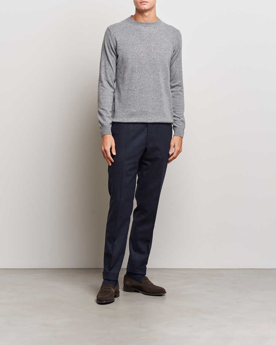 Herre | Gensere | Oscar Jacobson | Valter Wool/Cashmere Round Neck Light Grey