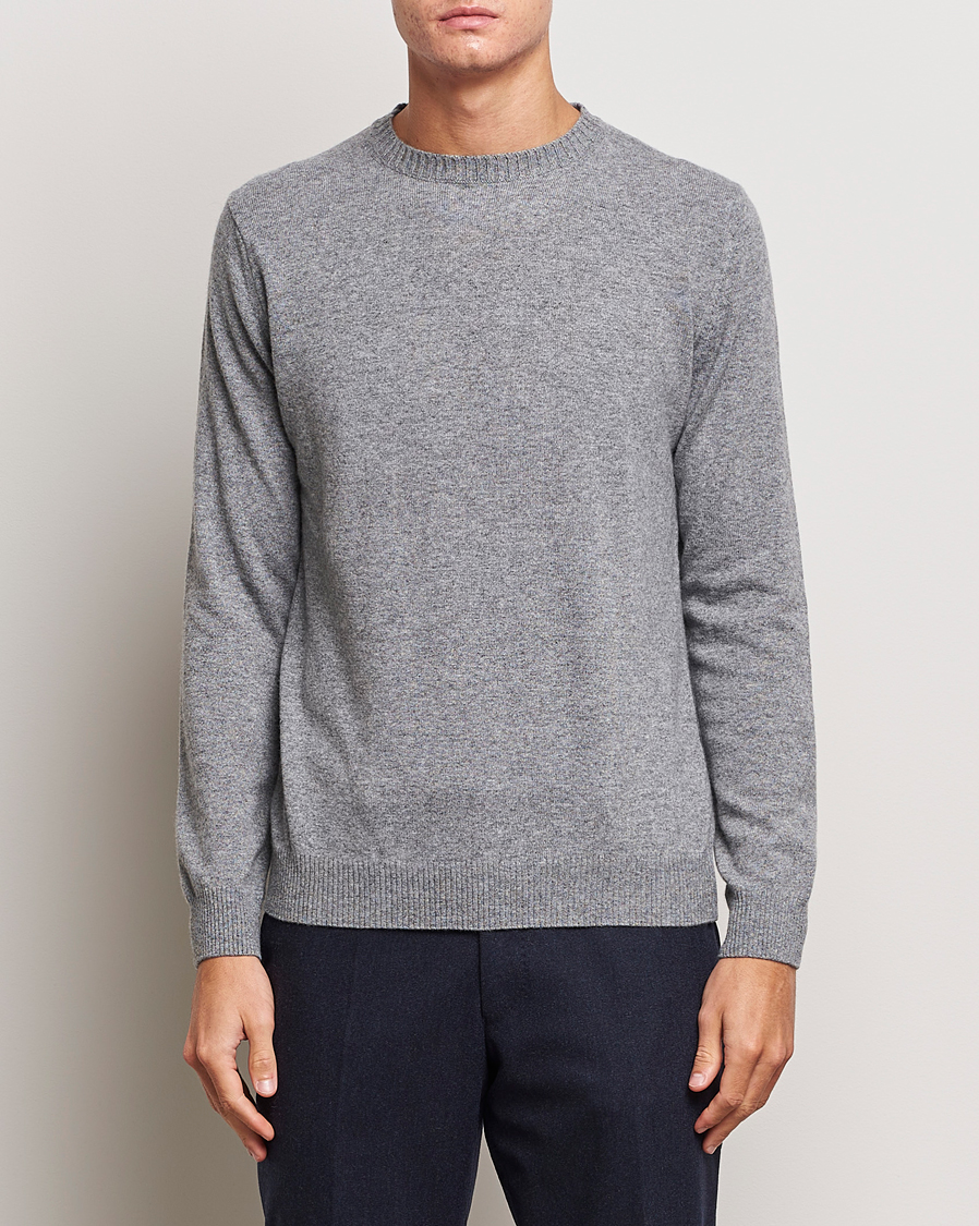 Herre | Gensere | Oscar Jacobson | Valter Wool/Cashmere Round Neck Light Grey