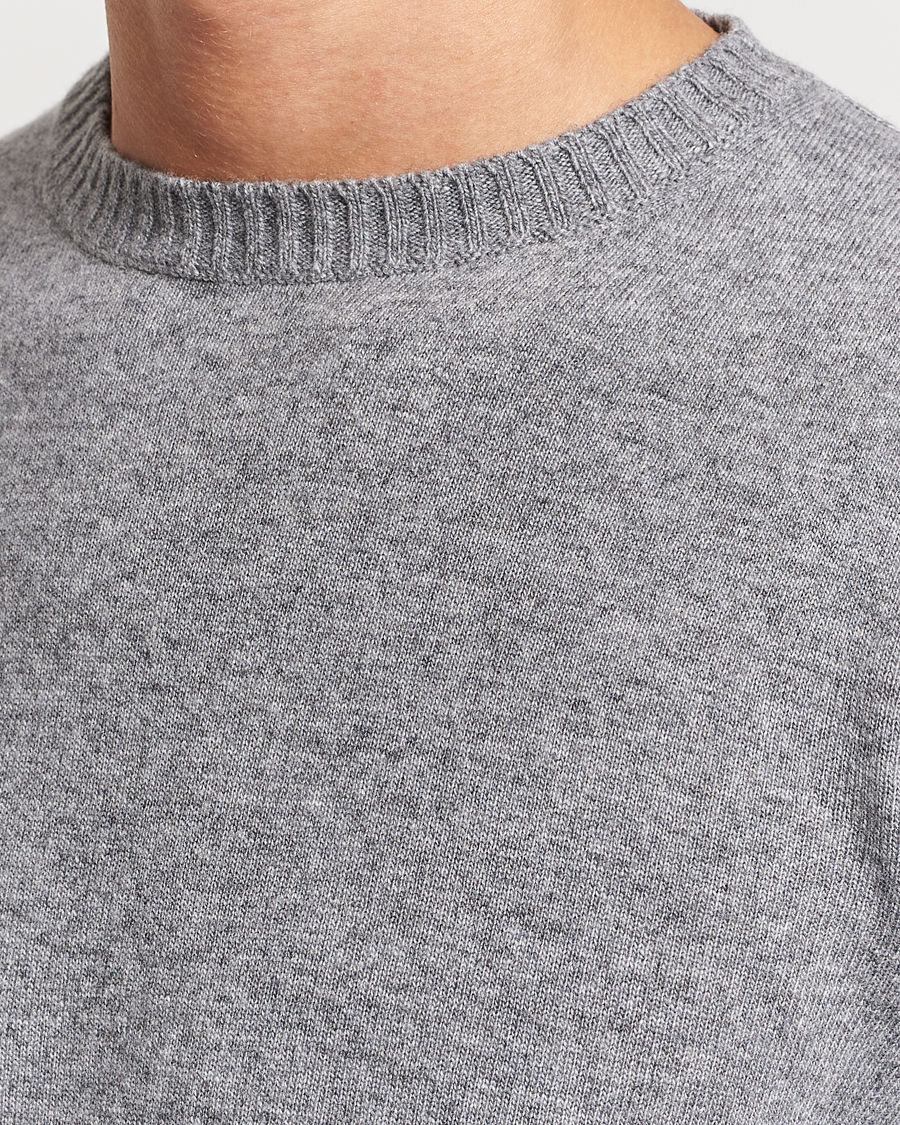 Herre | Gensere | Oscar Jacobson | Valter Wool/Cashmere Round Neck Light Grey