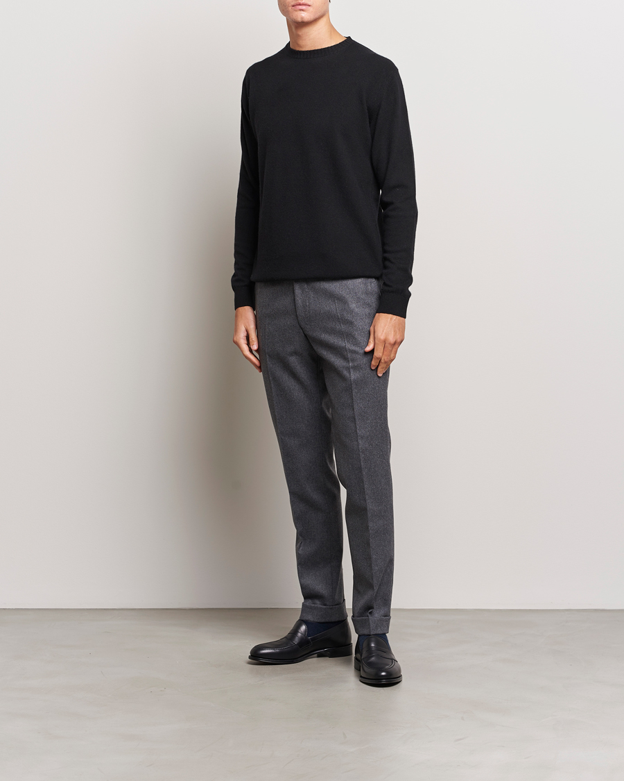 Herre | Gensere | Oscar Jacobson | Valter Wool/Cashmere Round Neck Black