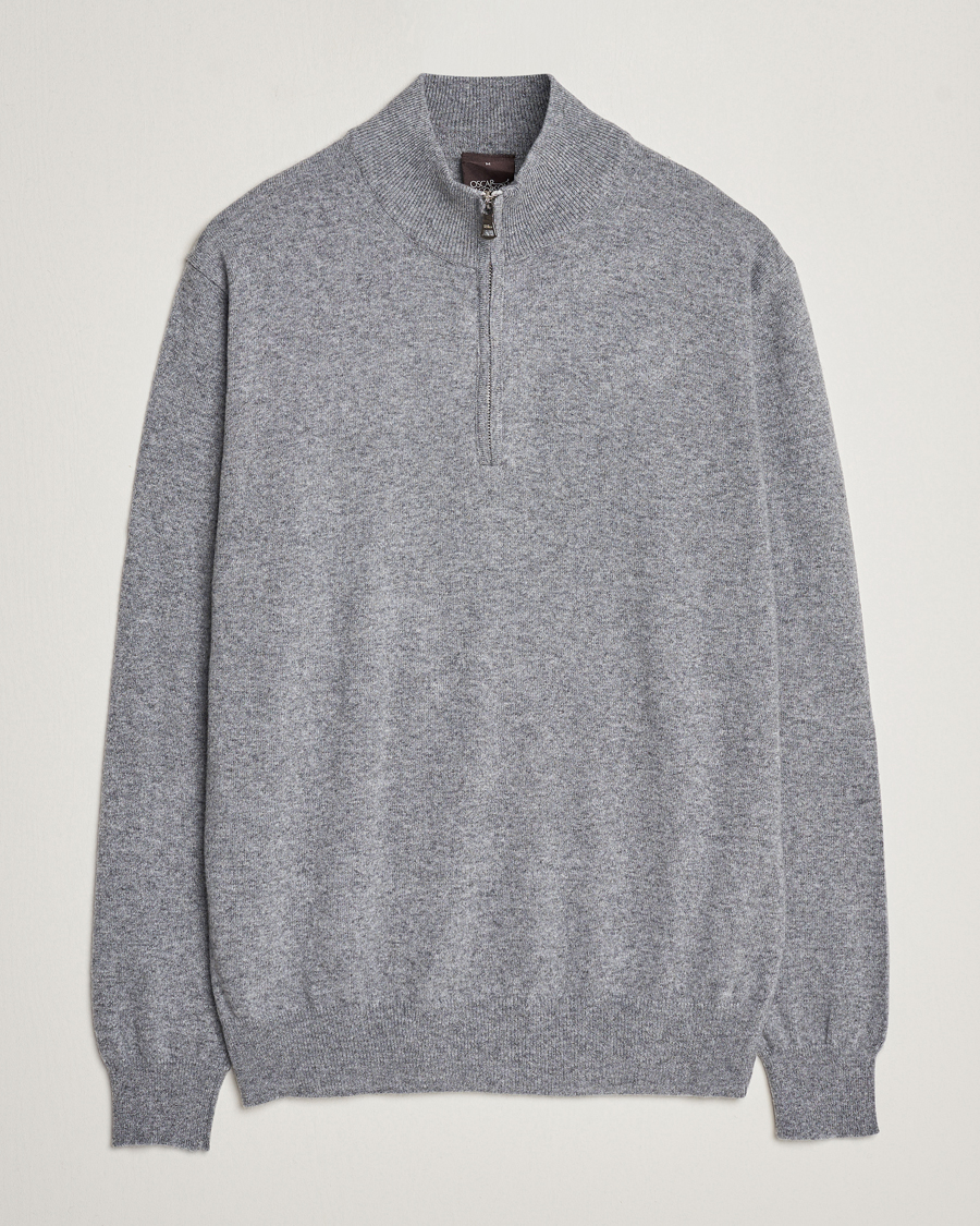 Herre | Gensere | Oscar Jacobson | Patton Wool/Cashmere Half Zip Grey Melange