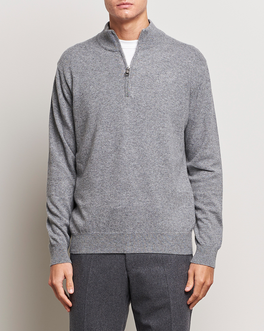 Herre |  | Oscar Jacobson | Patton Wool/Cashmere Half Zip Light Grey