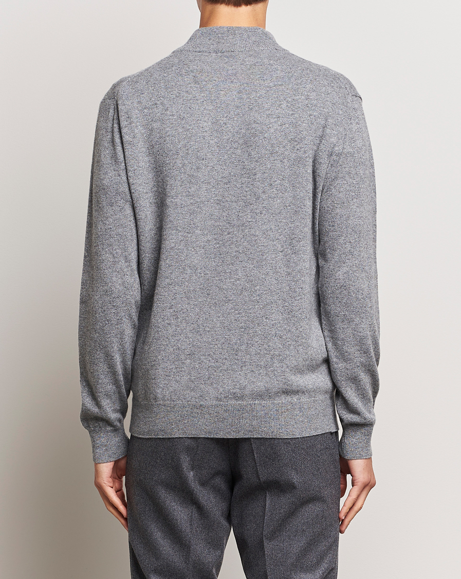 Herre | Gensere | Oscar Jacobson | Patton Wool/Cashmere Half Zip Grey Melange