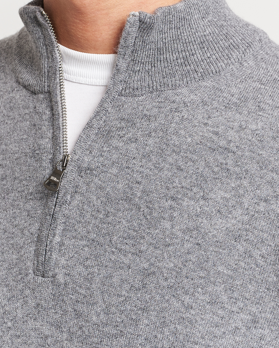 Herre | Gensere | Oscar Jacobson | Patton Wool/Cashmere Half Zip Grey Melange