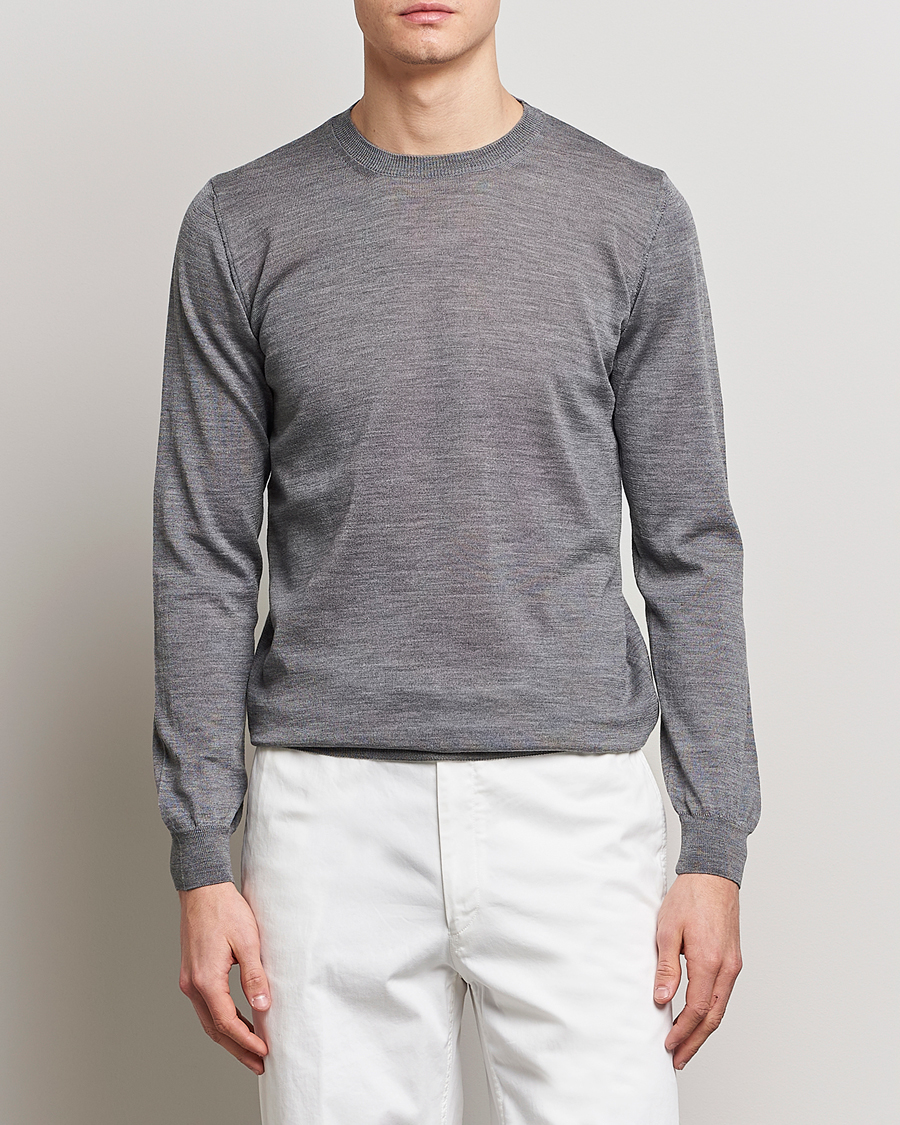 Herre |  | Oscar Jacobson | Custer Extra Fine Merino Crew Neck Grey