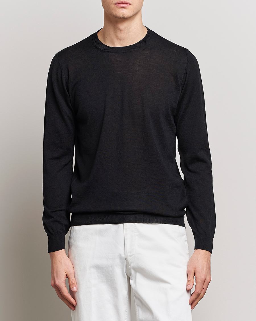 Herre |  | Oscar Jacobson | Custer Extra Fine Merino Crew Neck Black