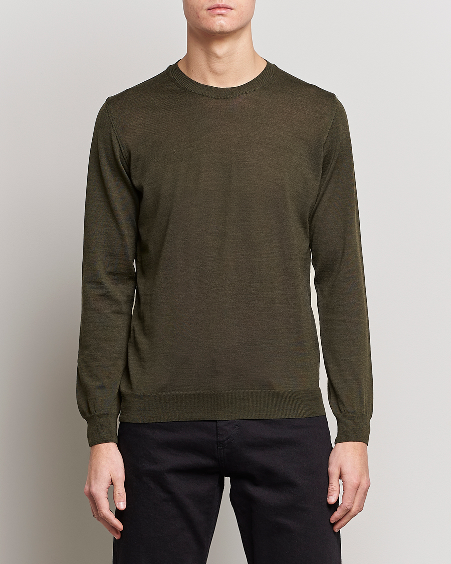 Herre |  | Oscar Jacobson | Custer Extra Fine Merino Crew Neck Green