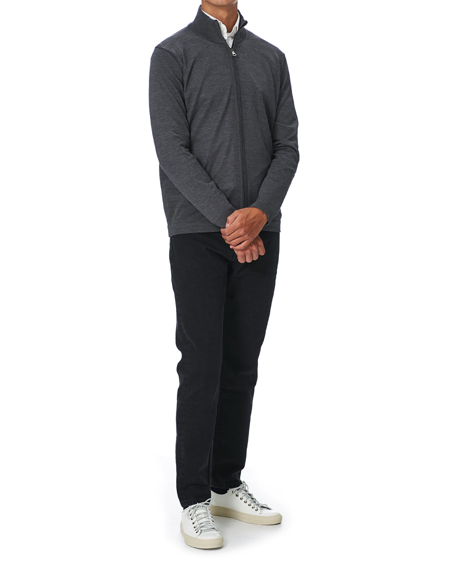 Herre | Gensere | Oscar Jacobson | Ariel Extra Fine Merino Full Zip Grey