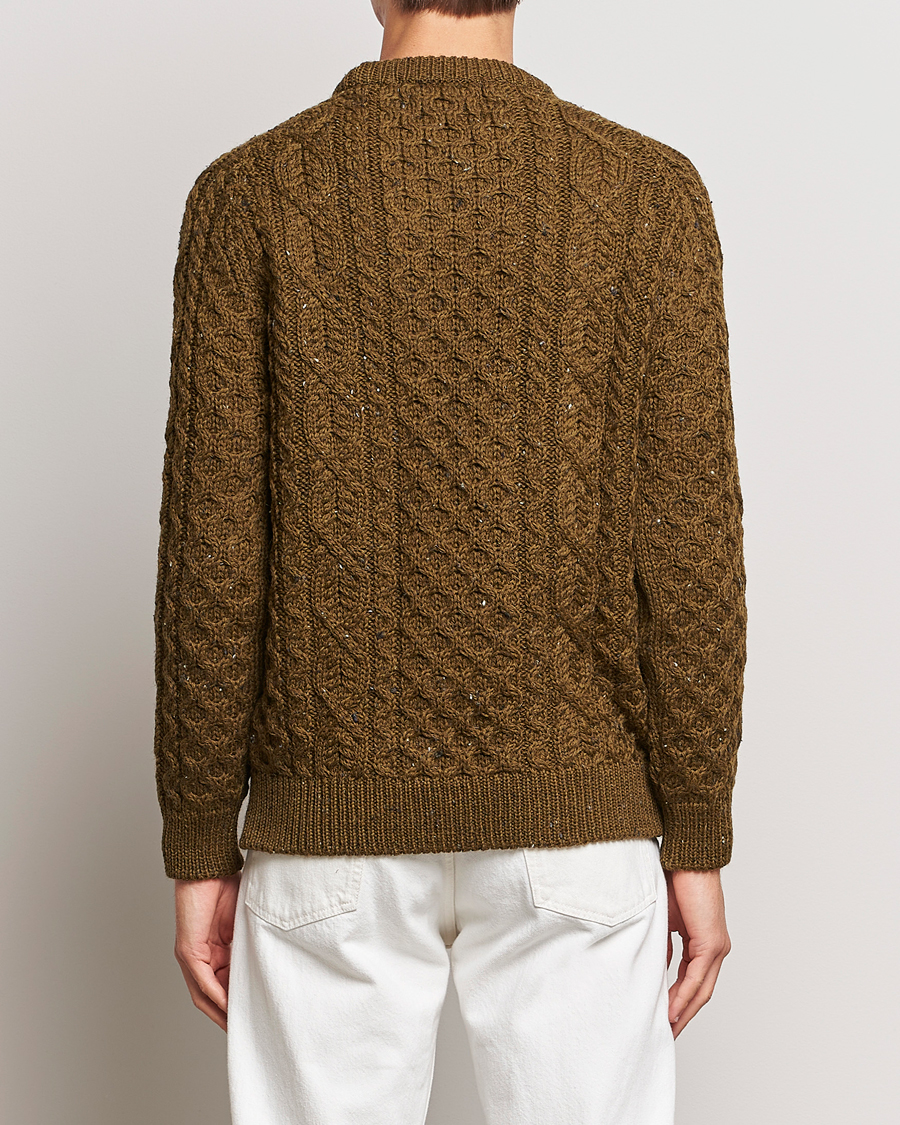Herre | Gensere | Peregrine | Hudson Wool Aran Knitted Jumper Khaki