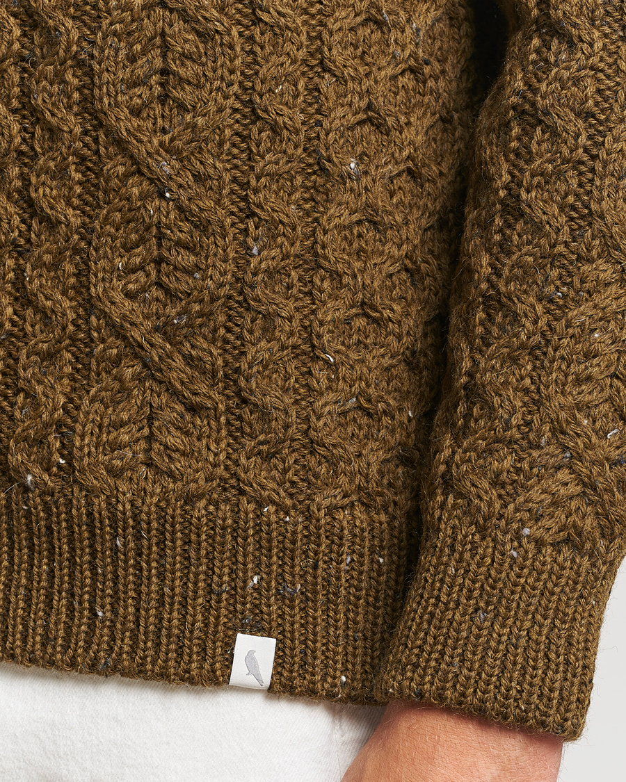 Herre | Gensere | Peregrine | Hudson Wool Aran Knitted Jumper Khaki