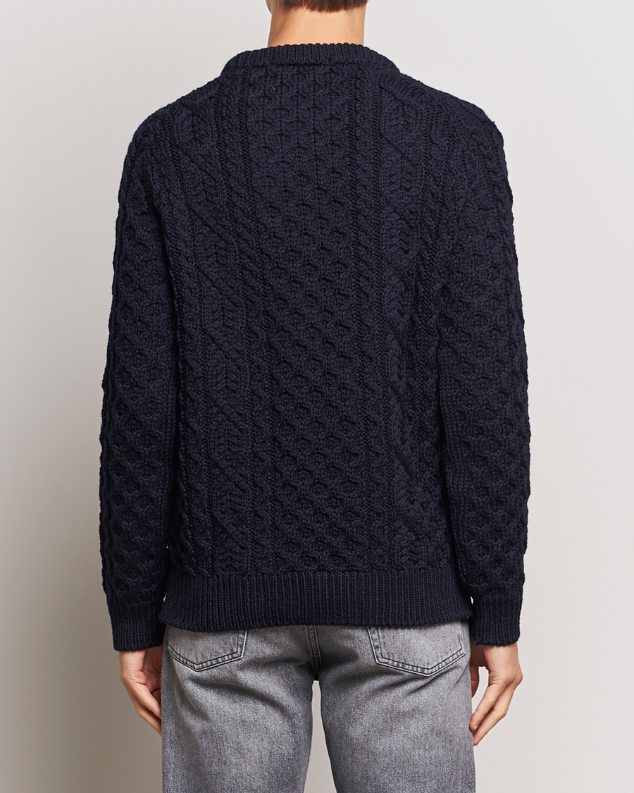 Herre | Gensere | Peregrine | Hudson Wool Aran Knitted Jumper Navy