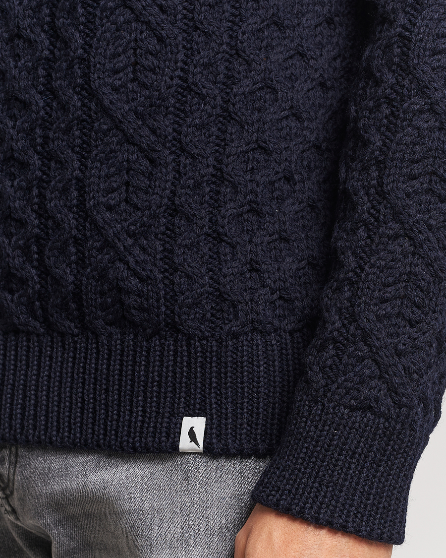 Herre | Gensere | Peregrine | Hudson Wool Aran Knitted Jumper Navy