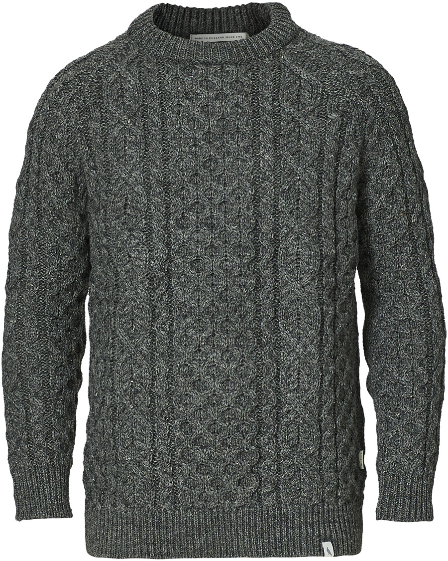 Herre |  | Peregrine | Hudson Wool Aran Knitted Jumper Nimbus